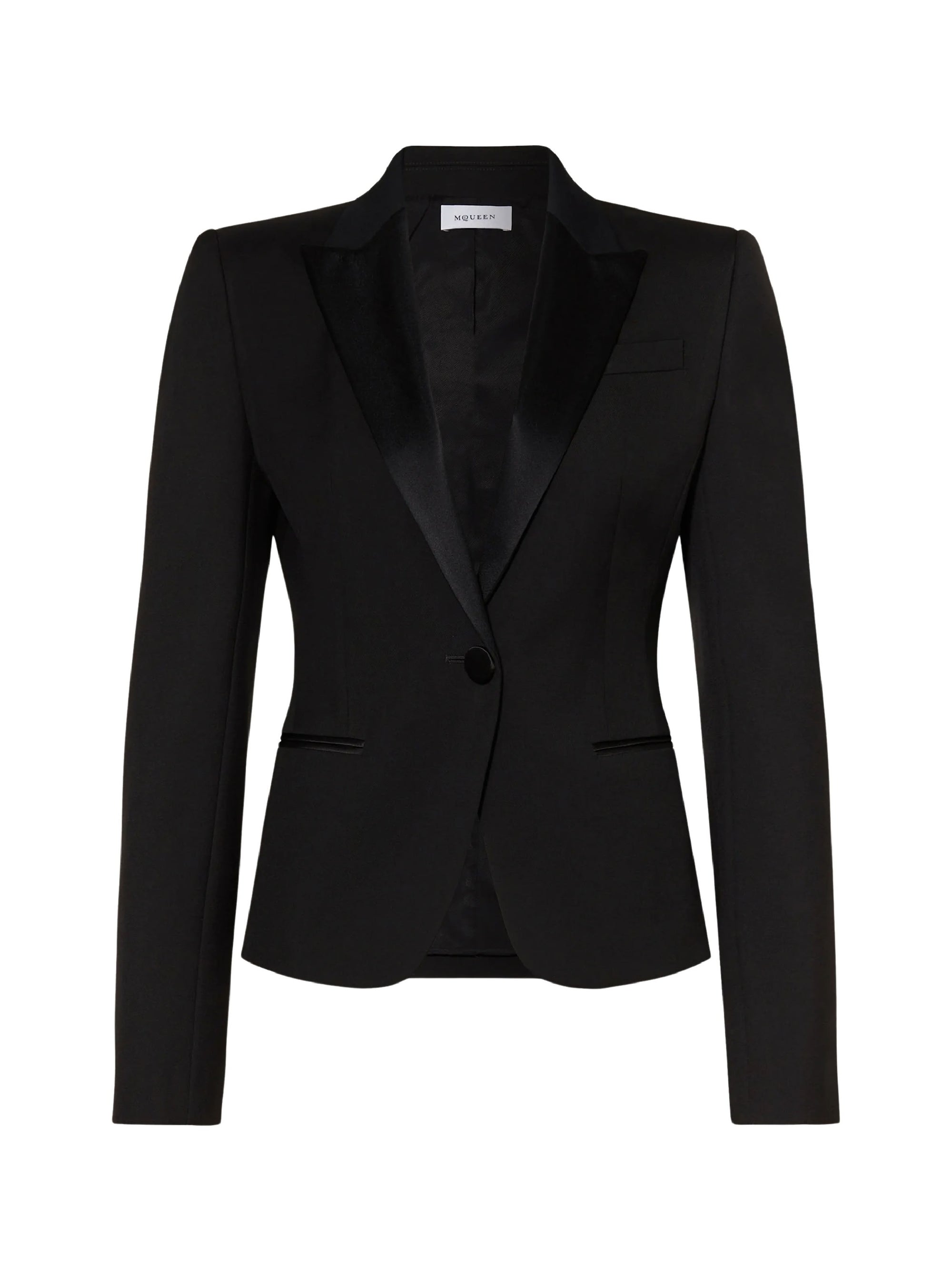 Veste de smoking à boutonnage simple en laine - Black