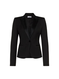 Veste de smoking à boutonnage simple en laine - Black