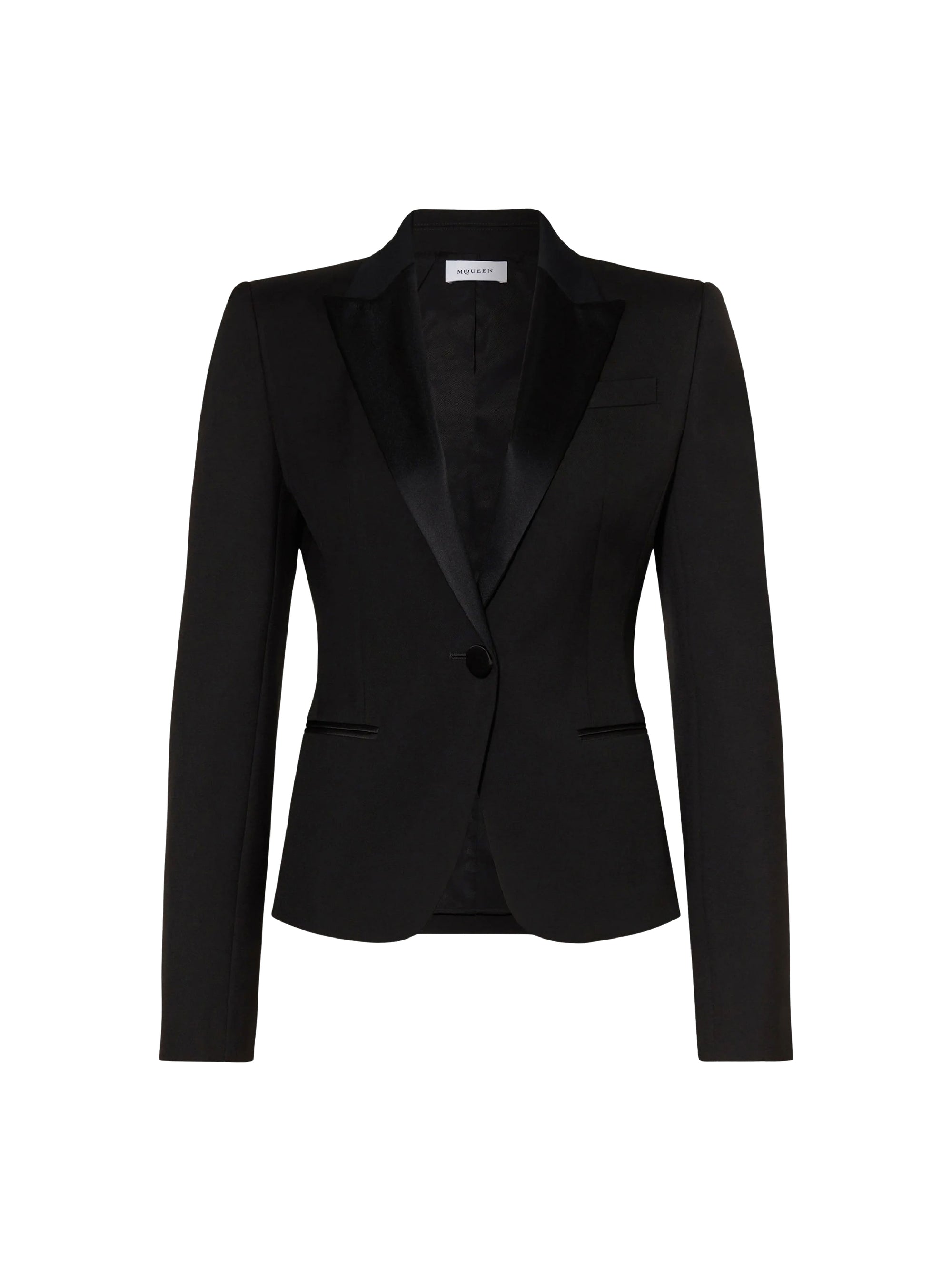 Veste de smoking à boutonnage simple en laine - Black