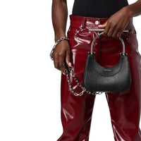 Mini sac T-Bar avec logo en cuir - Blue Silver
