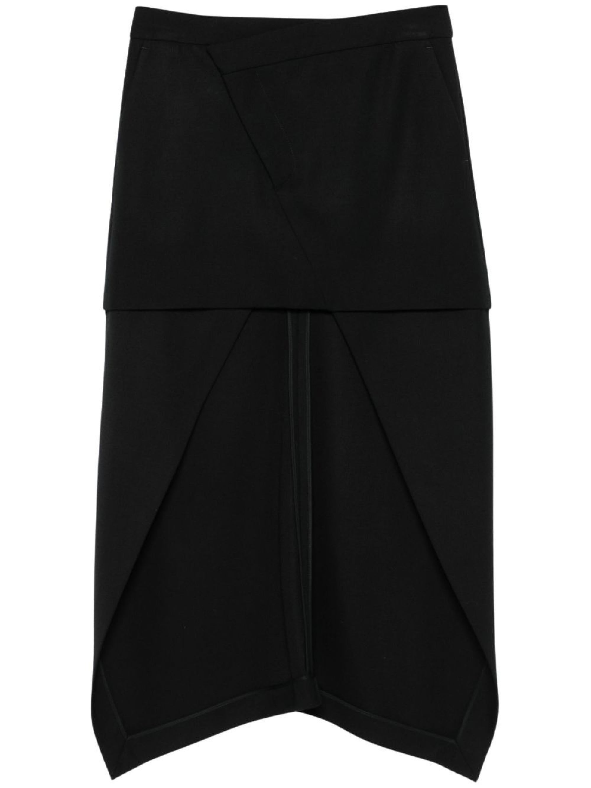Jupe asymétrique en laine - Black