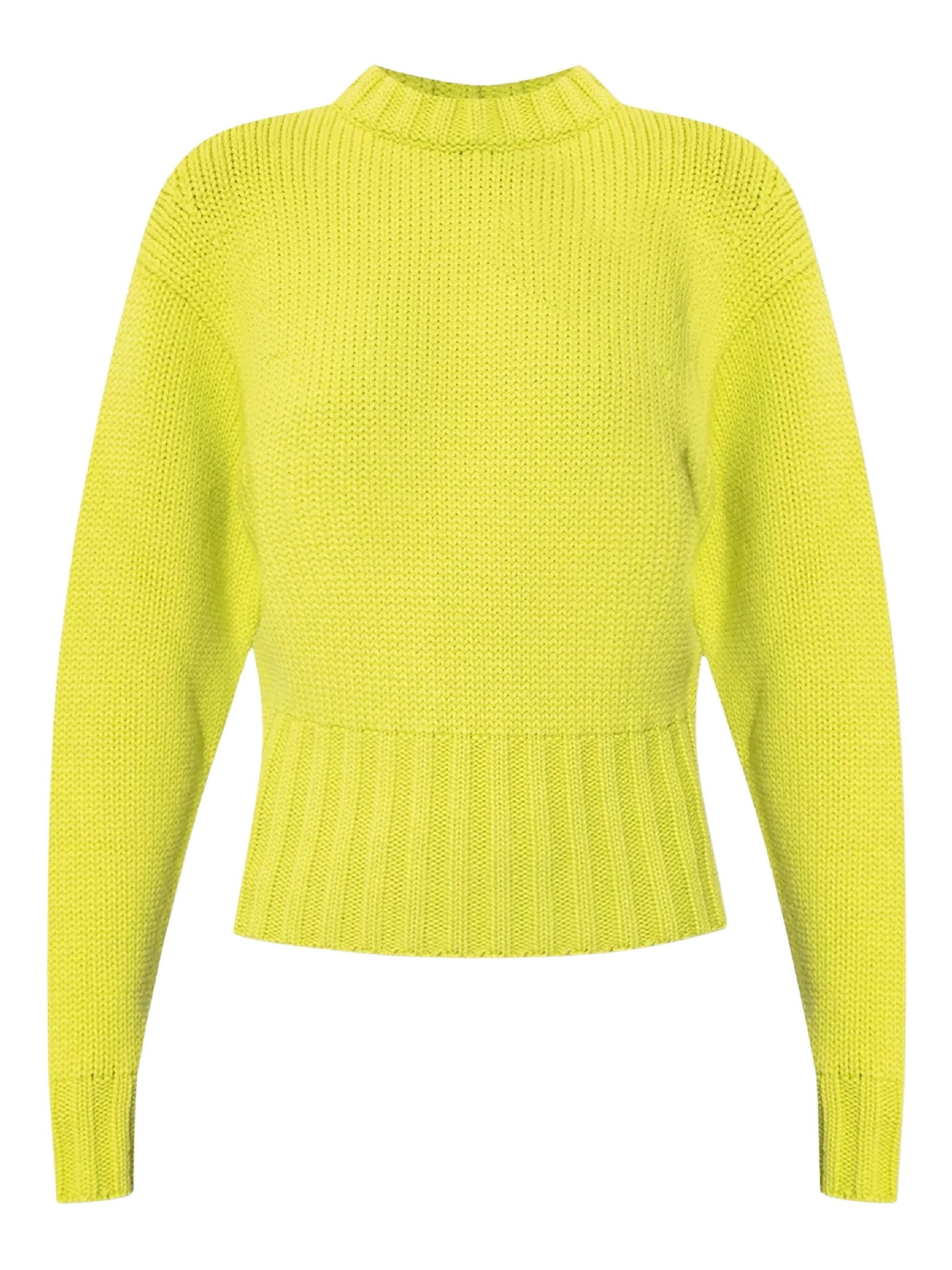 Pull à col rond en laine - Acid Yellow