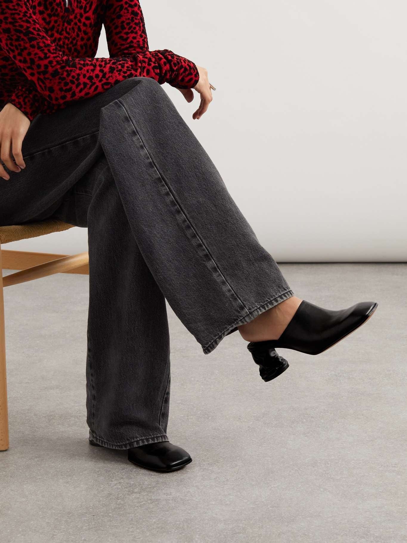 Mules à bout carré 70 en cuir - Black