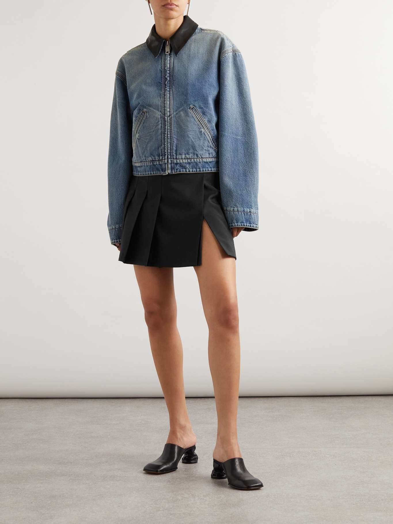 Mules à bout carré 70 en cuir - Black