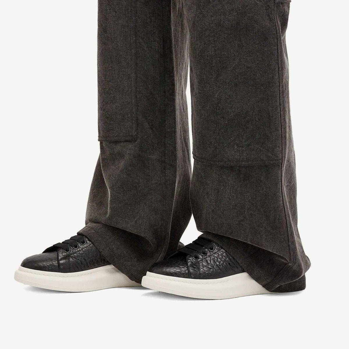 Sneakers avec logo en peau lainée - Black