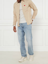 Sneakers with a logo in sheepskin - Olive