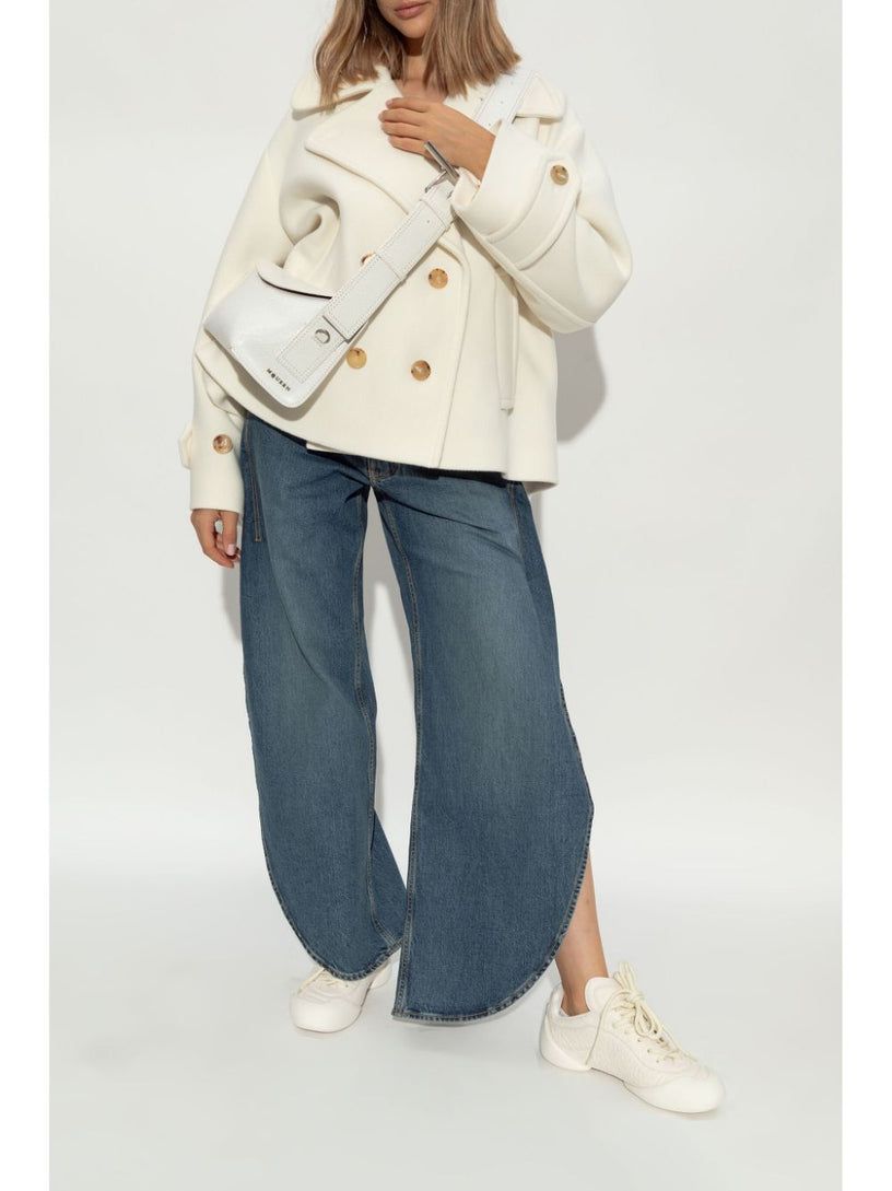 Sneakers à lacets en peau lainée - Off White