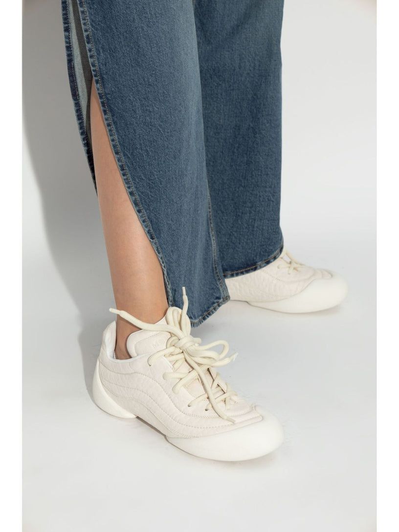 Sneakers à lacets en peau lainée - Off White