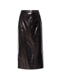 Jupe crayon taille basse en soie - Black