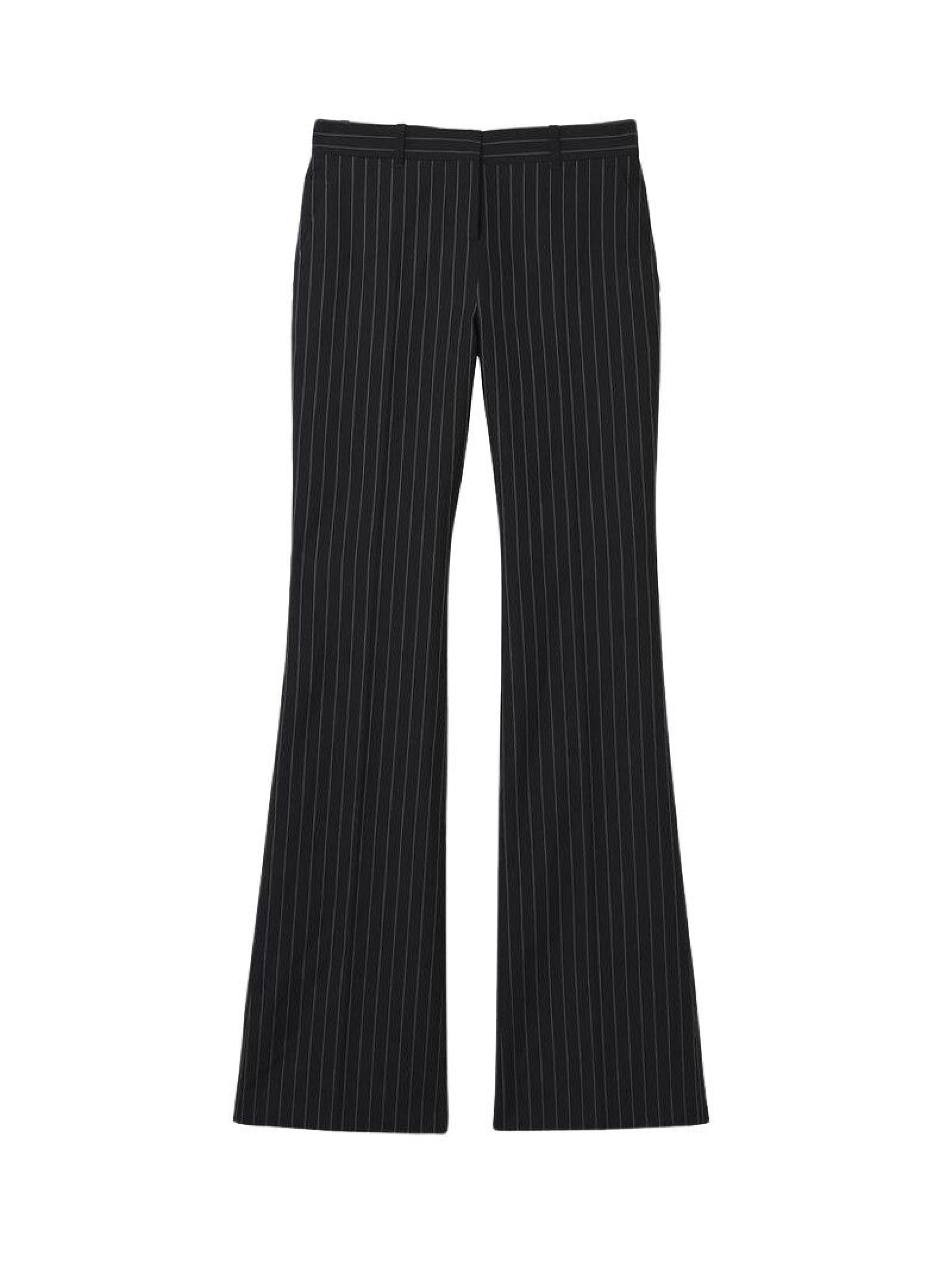 Pantalon à fines rayures en laine - Black & White