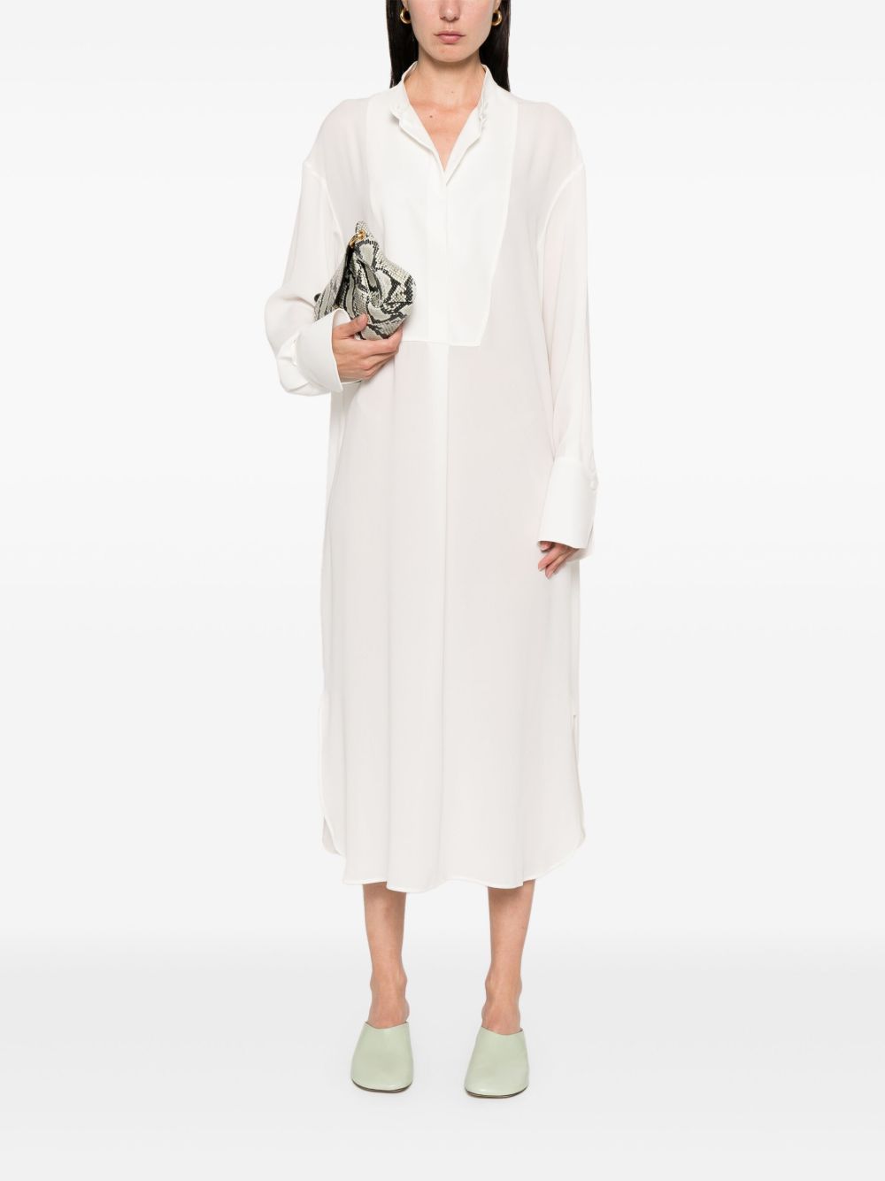 Robe chemise midi en soie - Soft White