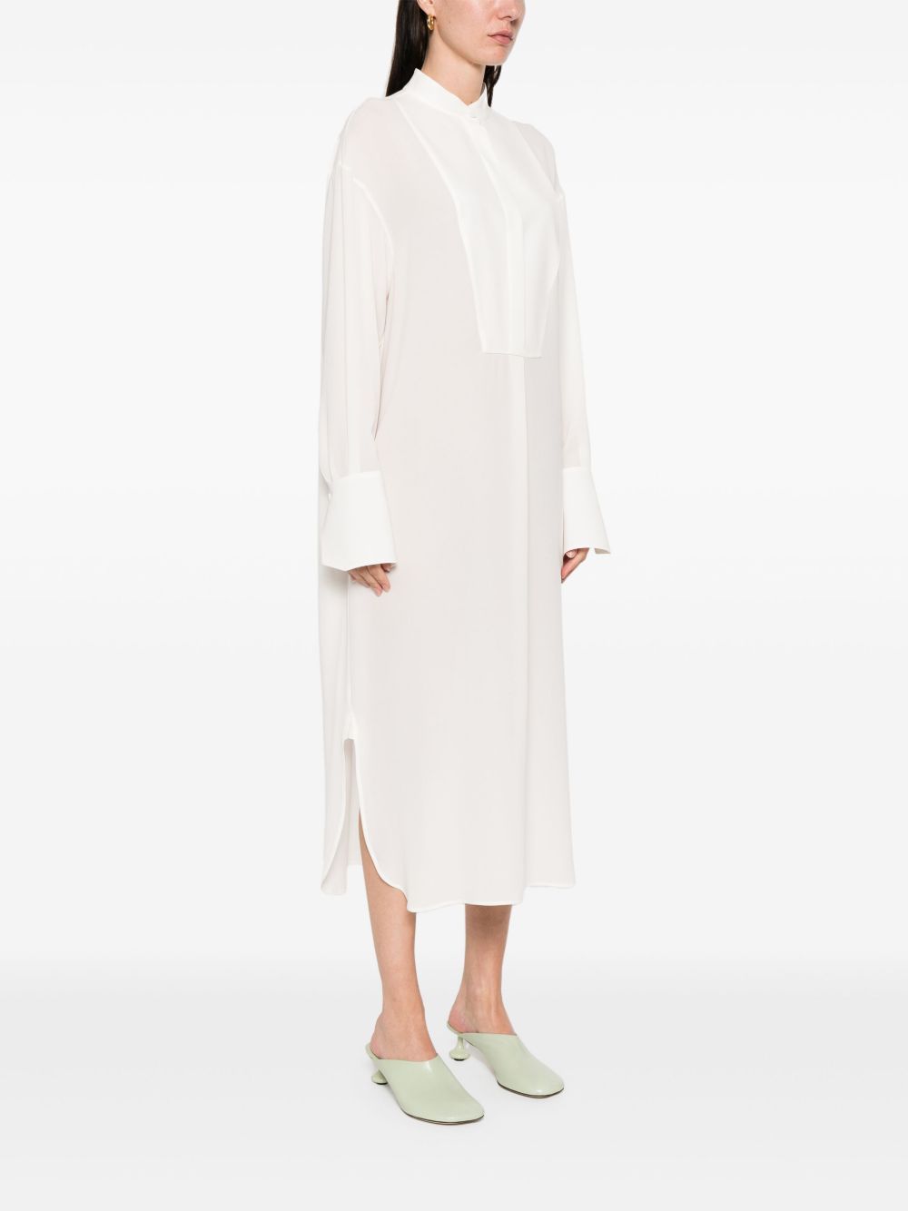 Robe chemise midi en soie - Soft White