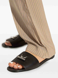 50 Leather T-Bar Mules - Black Silver