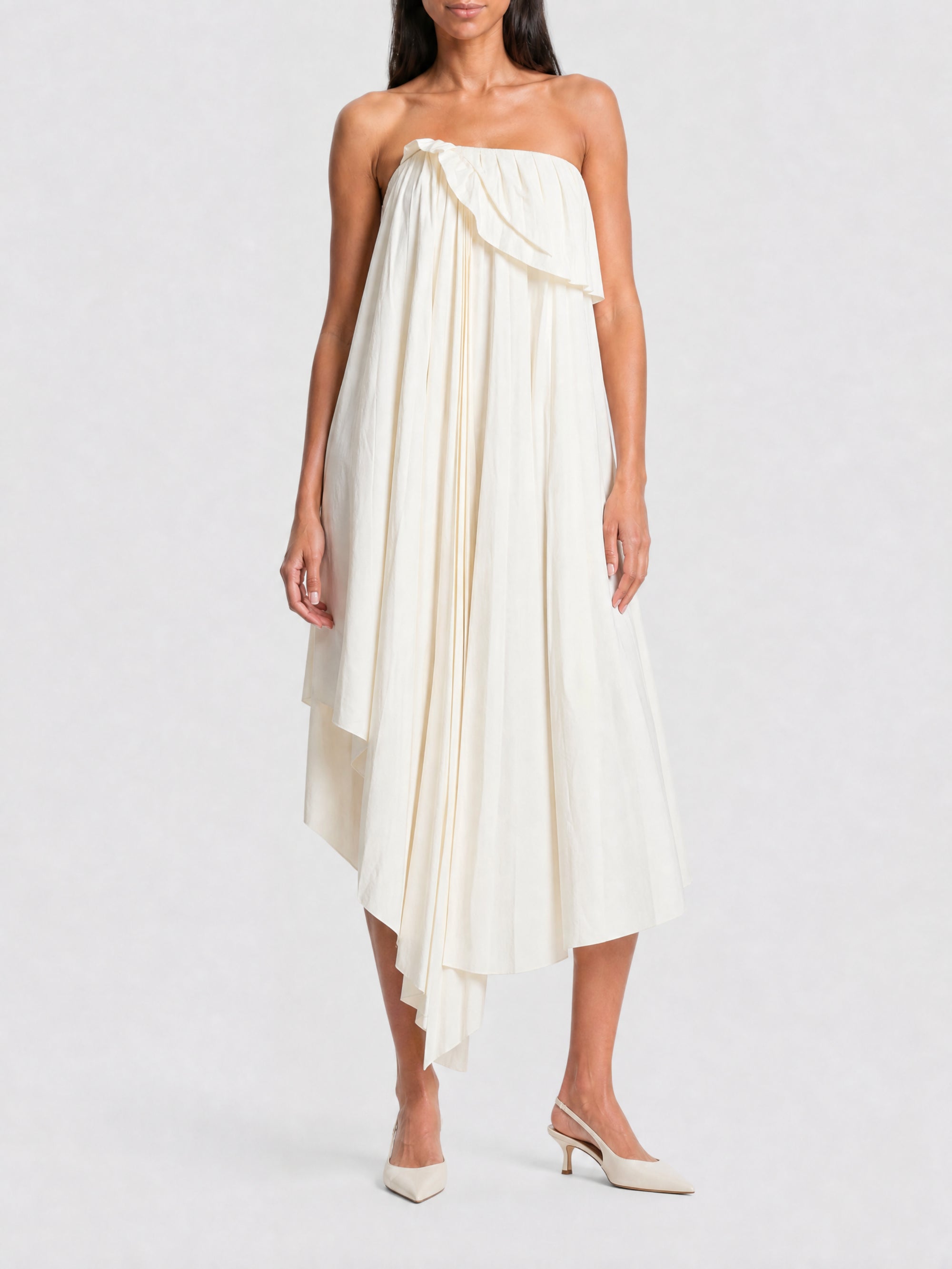 Robe asymétrique drapée - Ivory