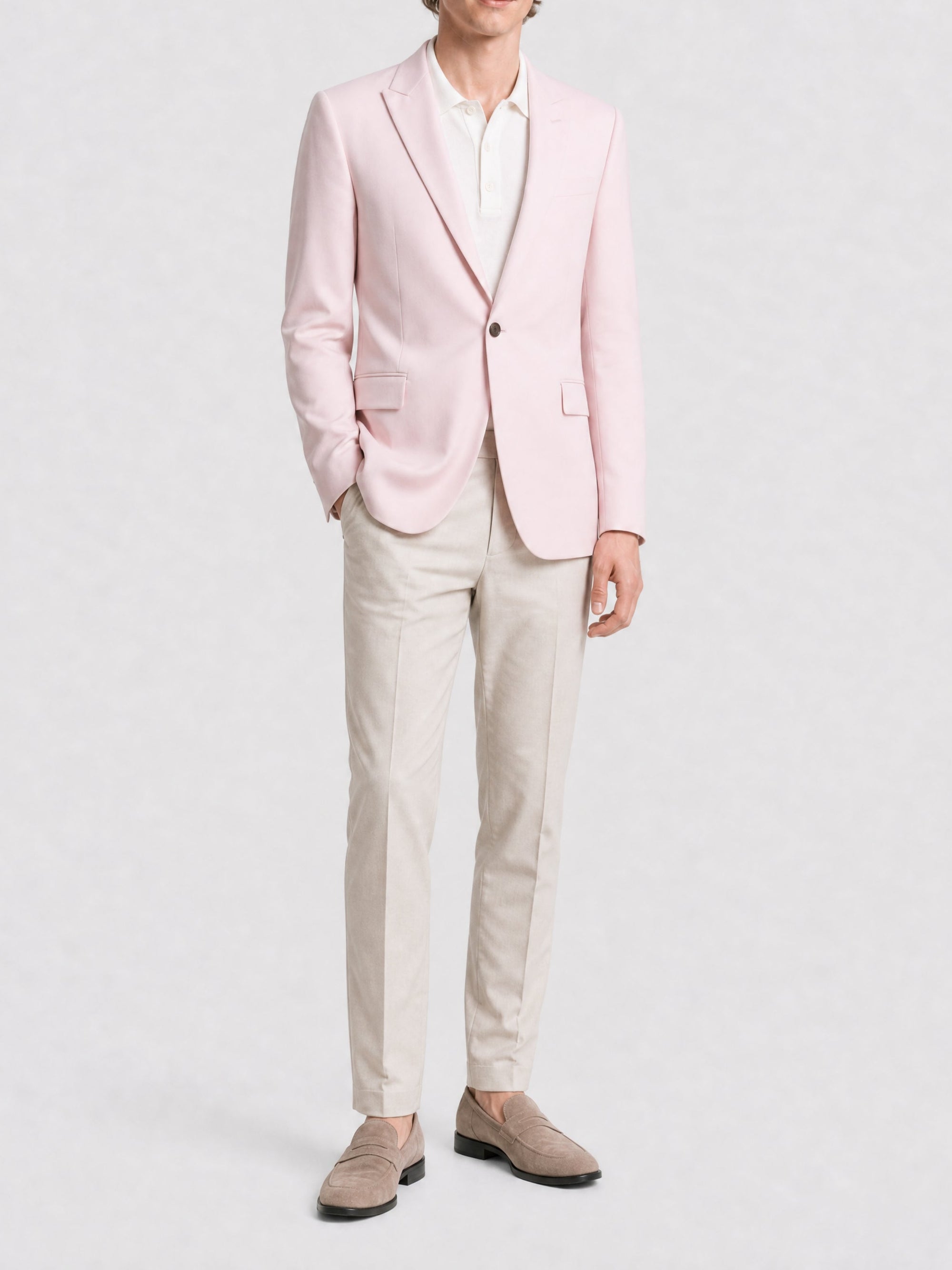 Blazer boutonné en laine - Rose