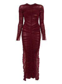 BLOOD RED // burgundy ruched gown