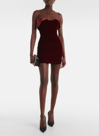 BLOOD RED // blood red satin and velvet mini dress