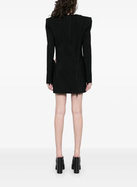 BLACK // black cut-out tailored dress with leather lapel