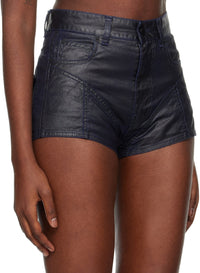 MIDNIGHT BLUE/BLACK // midnight blue bi-material denim shorts