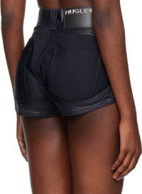 MIDNIGHT BLUE/BLACK // midnight blue bi-material denim shorts