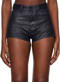 MIDNIGHT BLUE/BLACK // midnight blue bi-material denim shorts