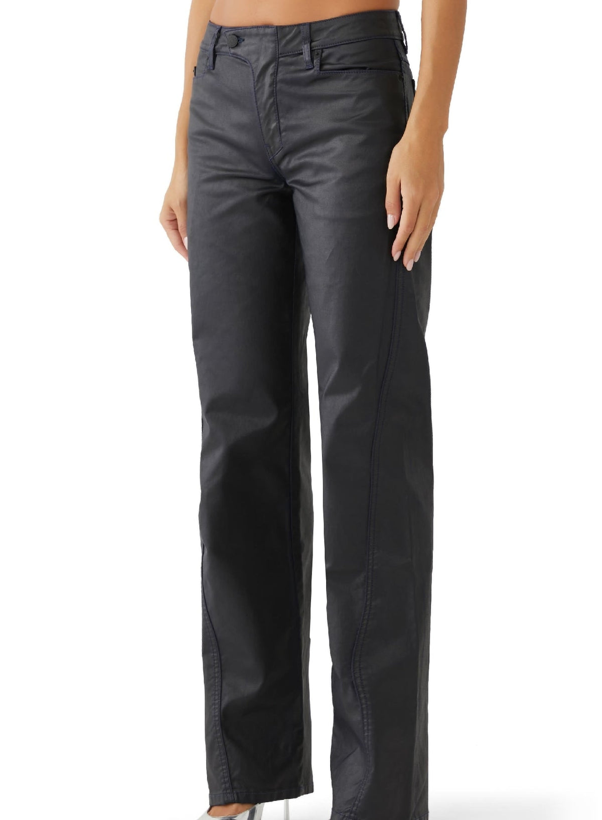 MIDNIGHT BLUE/BLACK // midnight blue waxed straight leg jeans