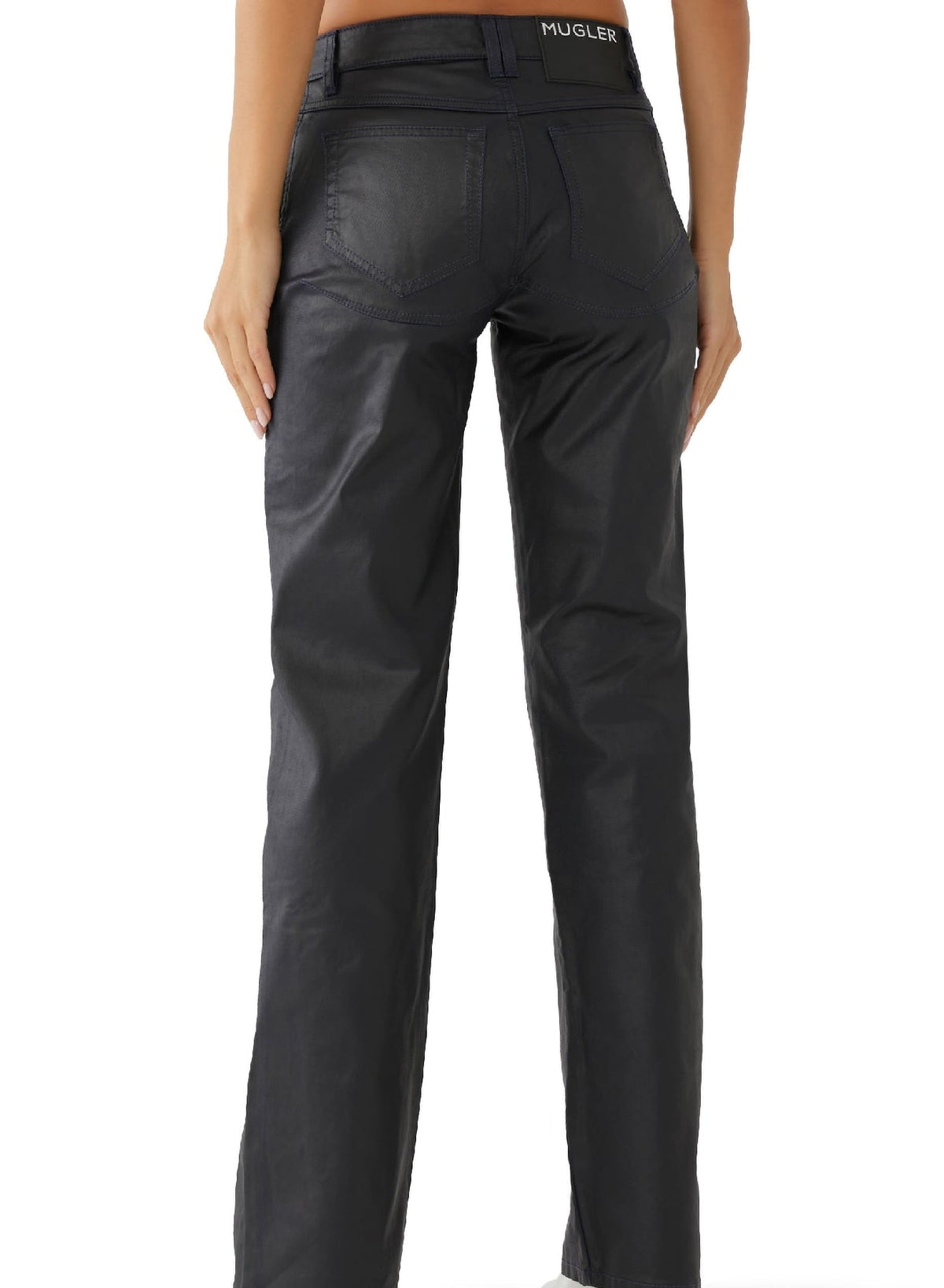 MIDNIGHT BLUE/BLACK // midnight blue waxed straight leg jeans