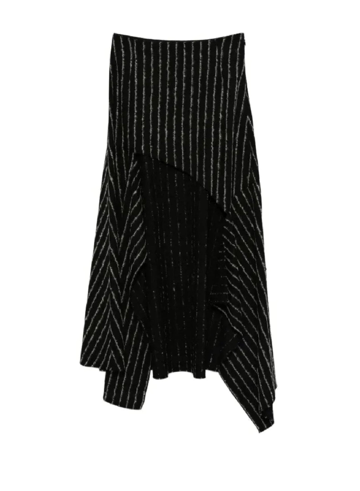BLACK / WHITE // pinstripe asymmetric cascading skirt