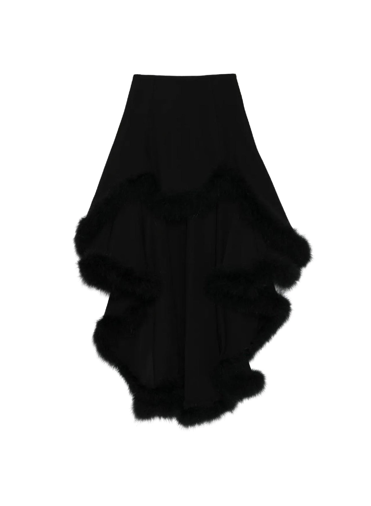 BLACK // black marabou waterfall skirt