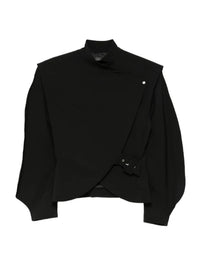BLACK // black asymmetric officer jacket
