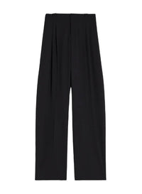 BLACK // black pleated wide-leg trousers