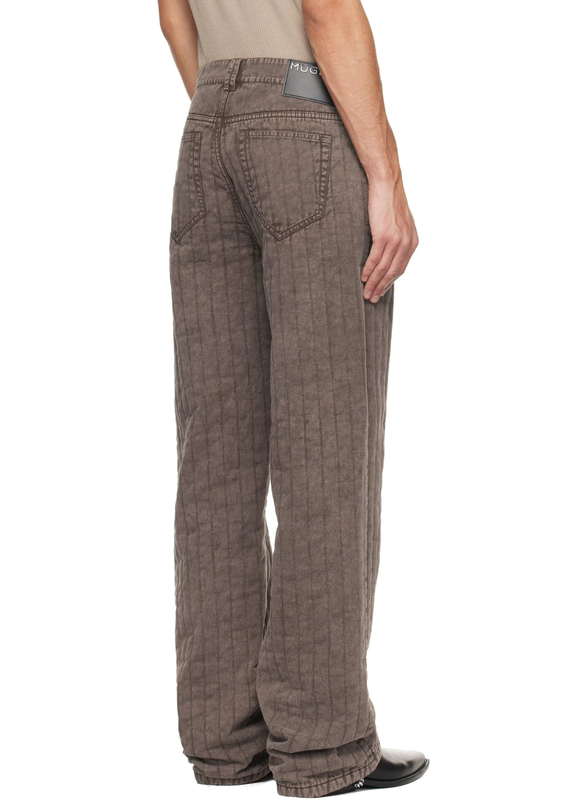 ACID BROWN // brown straight quilted pants