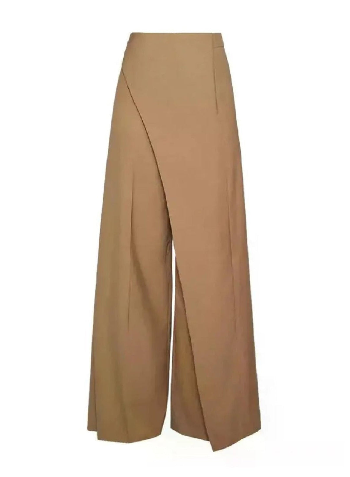 DARK BEIGE // beige asymmetric wide pants