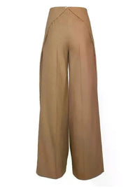 DARK BEIGE // beige asymmetric wide pants