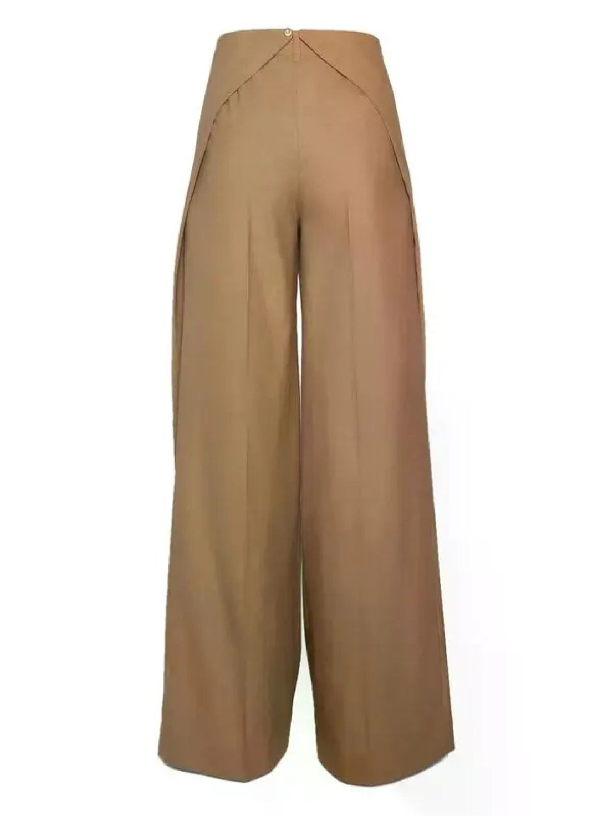 DARK BEIGE // beige asymmetric wide pants
