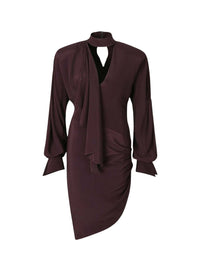 DARK PLUM // burgundy draped scarf dress