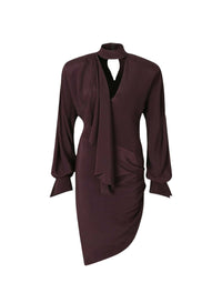 Draped wrap dress in silk blend - Dark Plum