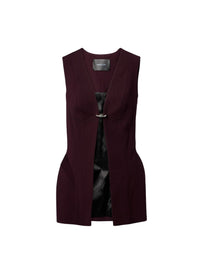 DARK PLUM // burgundy corseted pierced vest