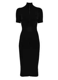 BLACK // black hook-and-eye ribbed dress
