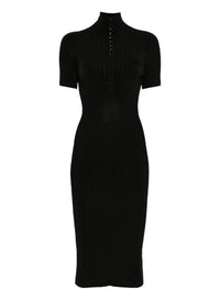 Robe côtelé à crochets - Black