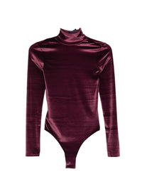 BURGUNDY // burgundy open-back velvet bodysuit