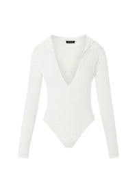 V-neck hooded bodysuit – Snow