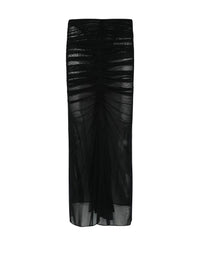 BLACK // black ruched mesh skirt