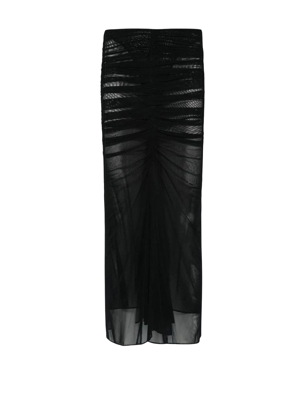 BLACK // black ruched mesh skirt