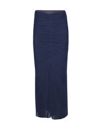 INK // navy ruched mesh skirt