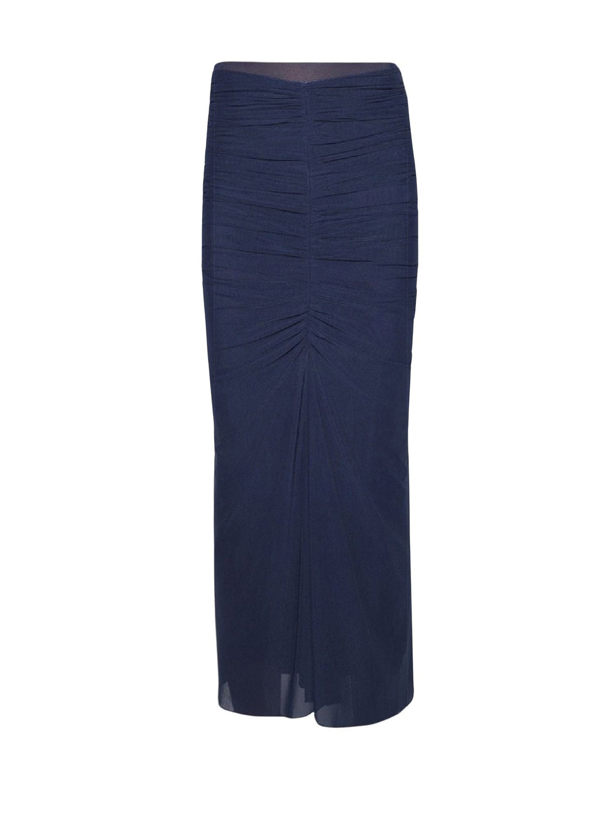 INK // navy ruched mesh skirt