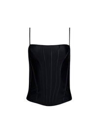 BLACK // black boned stretch top