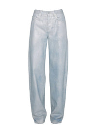 MEDIUM BLUE // blue laced-up wide-leg jeans