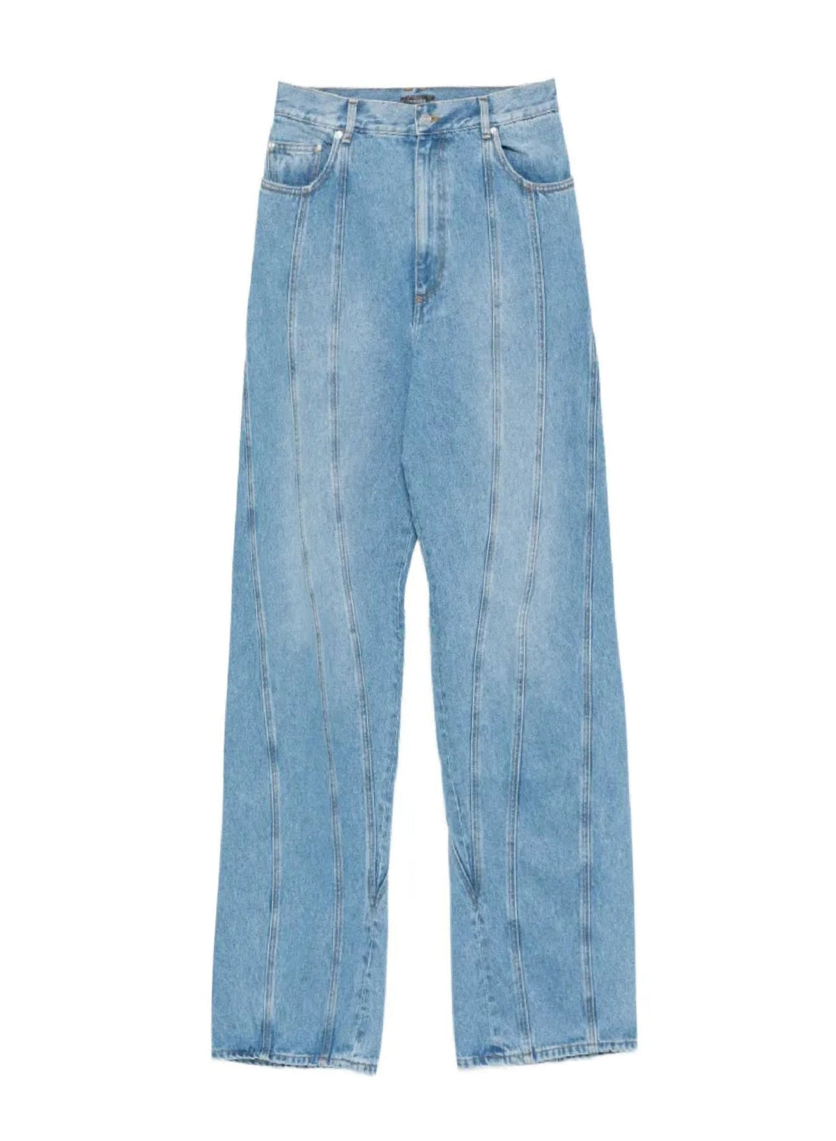 MEDIUM BLUE // washed blue oversized spiral jeans