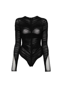 BLACK // black ruched bodysuit